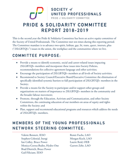 Pride & Solidarity Committee Report 2018-2019