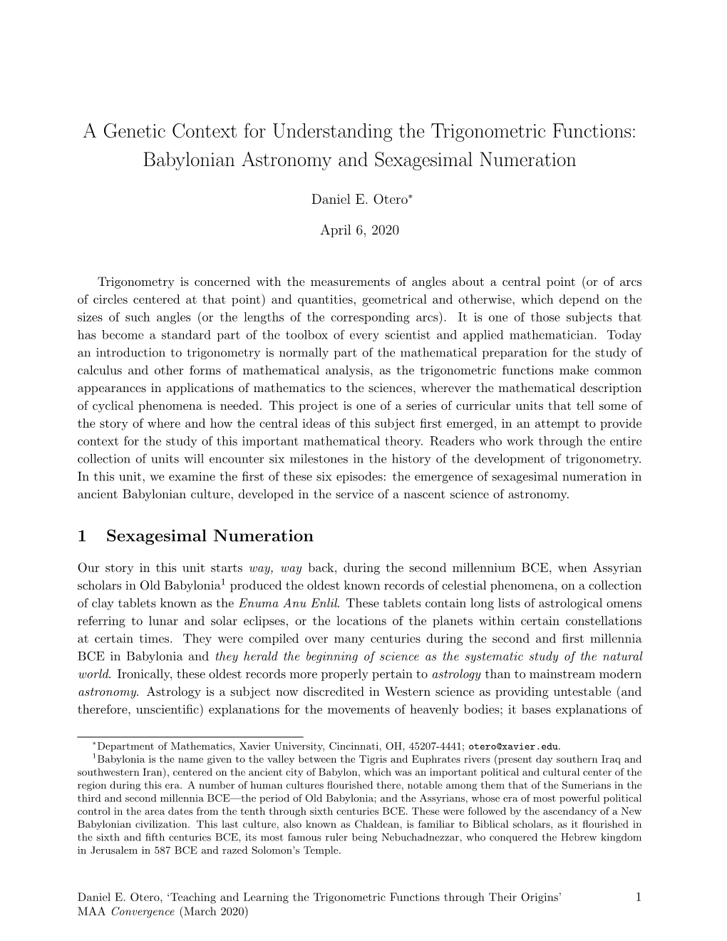 Babylonian Astronomy and Sexagesimal Numeration