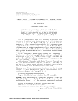 The Banach Algebra Generated by a Contraction