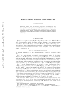 Formal Group Rings of Toric Varieties 3