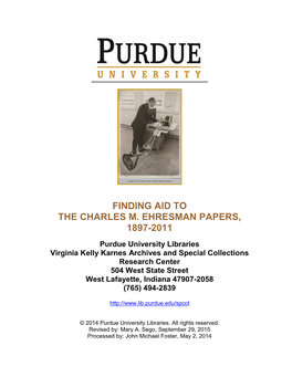 Finding Aid to the Charles M. Ehresman Papers, 1897-2011