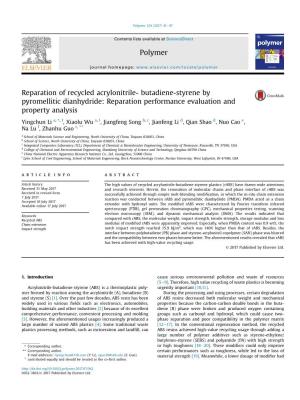 Reparation of Recycled Acrylonitrile- Butadiene-Styrene by Pyromellitic Dianhydride: Reparation Performance Evaluation and Property Analysis