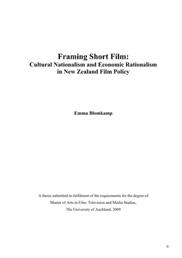 Framing Short Film: Cultural Nationalism and Economic Rationalism in New Zealand Film Policy