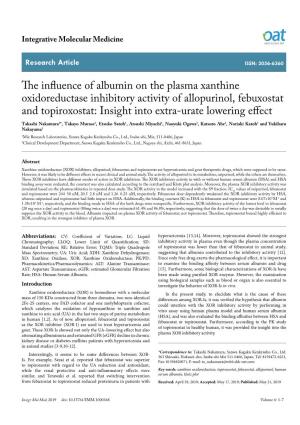 The Influence of Albumin on the Plasma