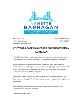 Lynwood Leaders Support Congresswoman Barragán