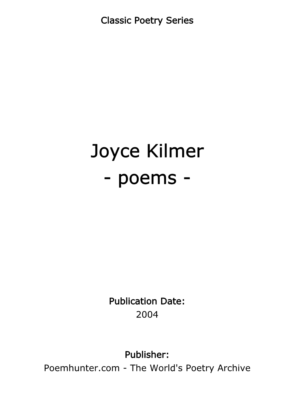 Joyce Kilmer - Poems - DocsLib