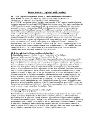 Poster Abstracts (Alphabetical by Author)
