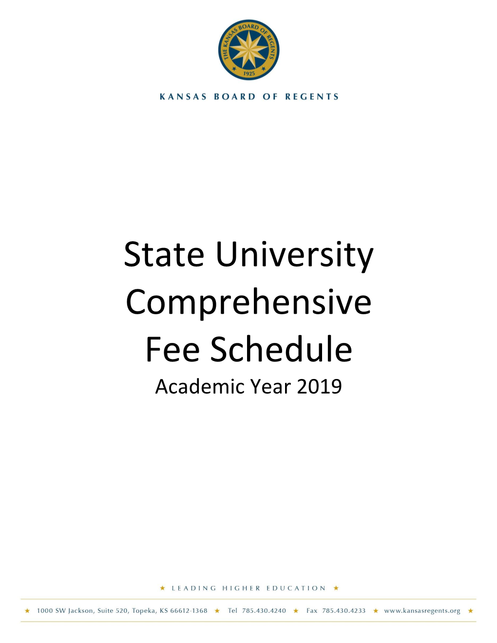 State University Comprehensive Fee Schedule Academic Year 2019