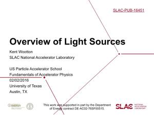 Overview of Light Sources Kent Wootton SLAC National Accelerator Laboratory