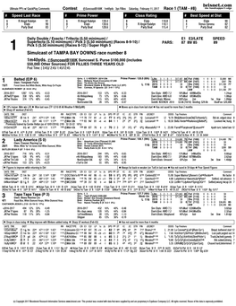 Simulcast of TAMPA BAY DOWNS Race Number 8 1M40yds