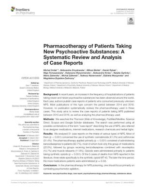 Pharmacotherapy of Patients Taking New Psychoactive Substances: a Systematic Review and Analysis of Case Reports