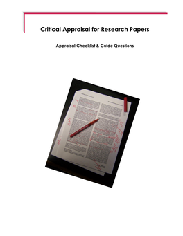 Critical Appraisal for Research Papers