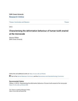 Characterising the Deformation Behaviour of Human Tooth Enamel at the Microscale