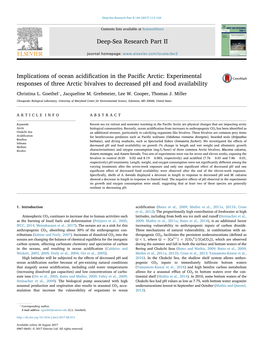 Implications of Ocean Acidification in the Pacific Arctic Experimental Responses of Three Arctic Bivalves to Decreased Ph and F