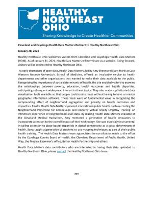 Cleveland and Cuyahoga Health Data Matters Redirect to Healthy