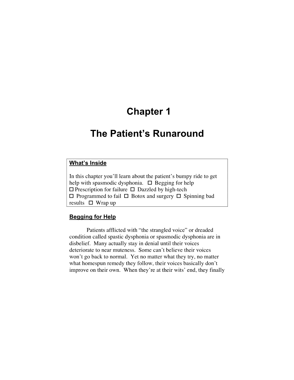 Chapter 1 the Patient's Runaround