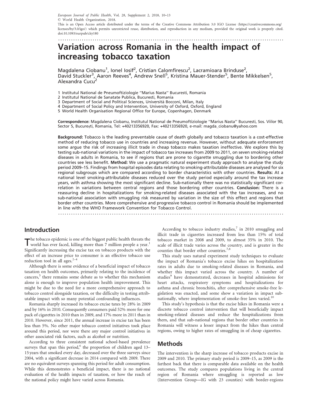 Variation Across Romania in the Health Impact of Increasing Tobacco Taxation