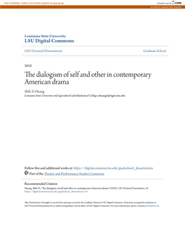 The Dialogism of Self and Other in Contemporary American Drama