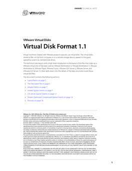Vmware Virtual Disks: Virtual Disk Format