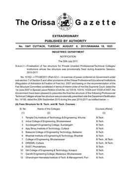 The Orissa G a Z E T T E