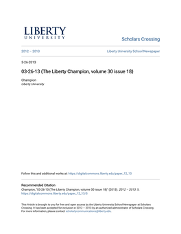 03-26-13 (The Liberty Champion, Volume 30 Issue 18)