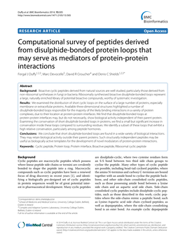 Computational Survey of Peptides Derived from Disulphide-Bonded