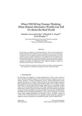 When Thuncing Trumps Thinking: What Distant Alternative Worlds Can Tell Us About the Real World