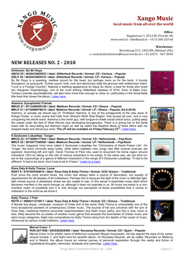 Xango Music Distribution Release #2 – 2018 Pagina | 1