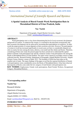International Journal of Scientific Research and Reviews a Spatial