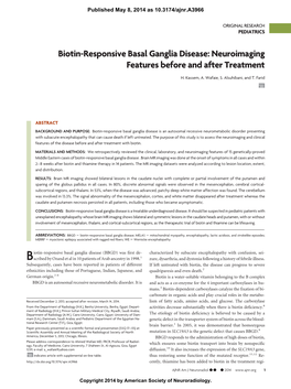 Biotin-Responsive Basal Ganglia Disease: Neuroimaging Features Before and After Treatment
