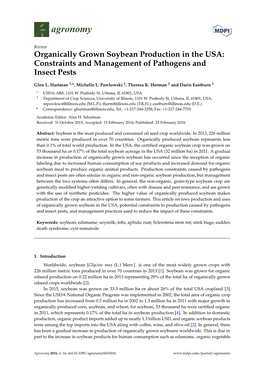 Organically Grown Soybean Production in the USA: Constraints and Management of Pathogens and Insect Pests