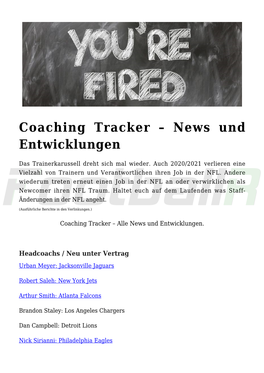 Coaching Tracker &#8211; News Und Entwicklungen