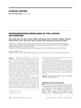 Clinical Review Neuroendocrine Neoplasms of the Larynx: an Overview