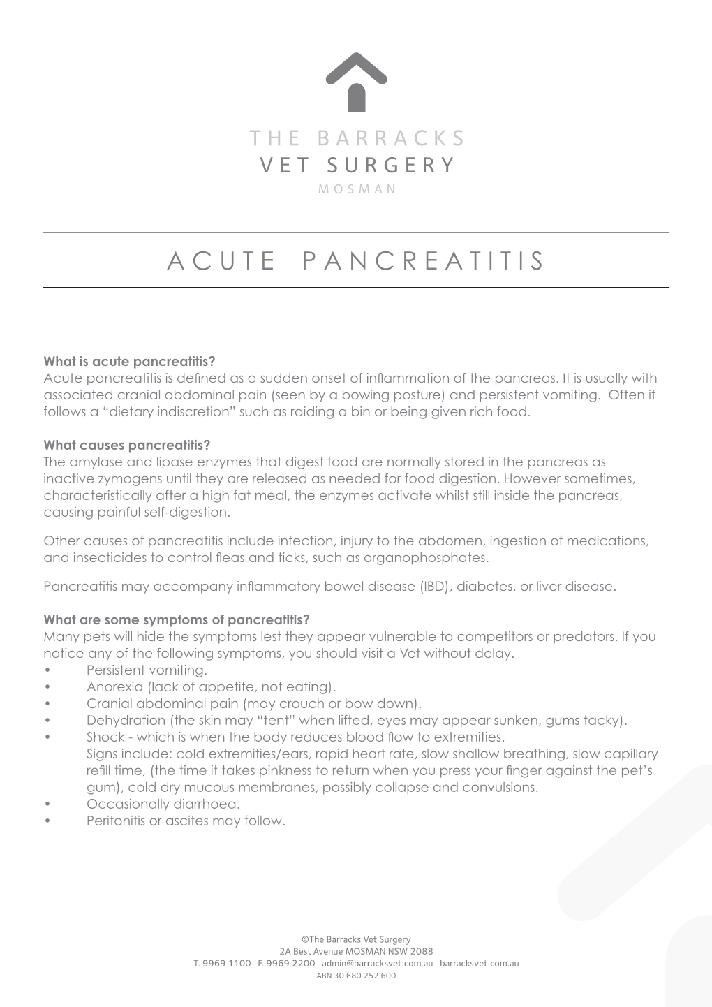 Pancreatitis? Acute Pancreatitis Is Defined As a Sudden Onset of Inflammation of the Pancreas