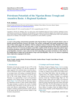 Petroleum Potentials of the Nigerian Benue Trough and Anambra Basin: a Regional Synthesis
