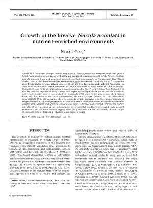 Growth of the Bivalve Nucula Annulata in Nutrient-Enriched Environments