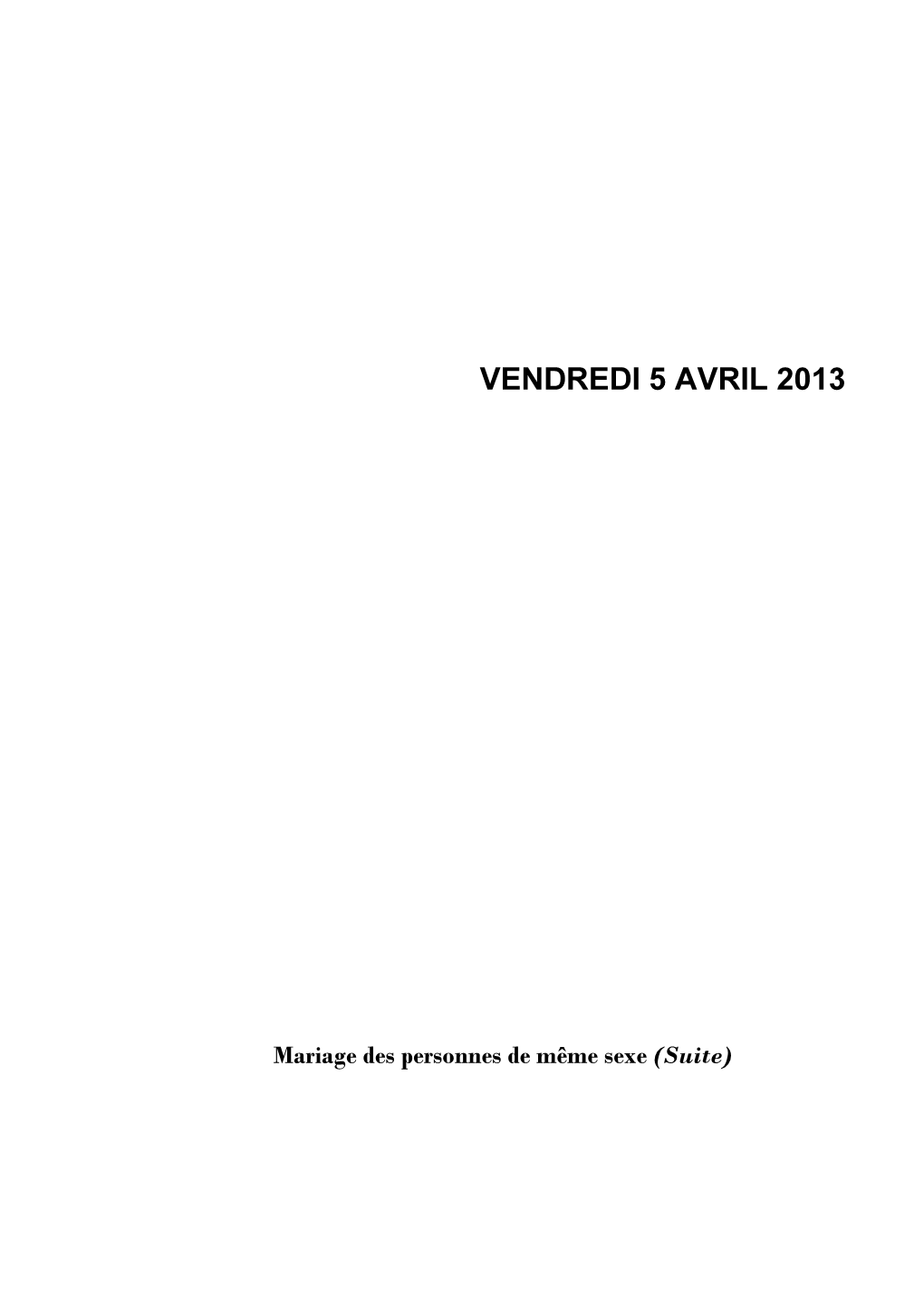 Vendredi 5 Avril 2013