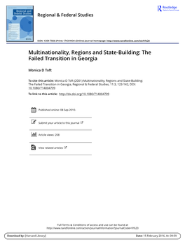 Multinationality, Regions and State-Building: the Failed Transition in Georgia