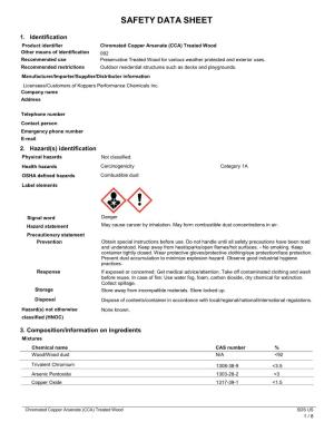 Chromated Copper Arsenate (CCA) Treated Wood Safety Data Sheet