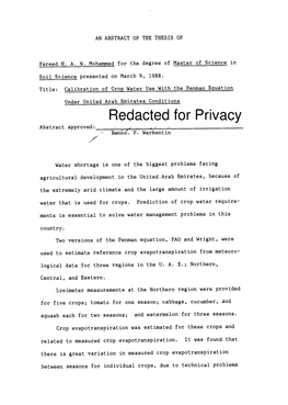 Calibration of Crop Water Use with the Penman Equation Under United Arab Emirates Conditions