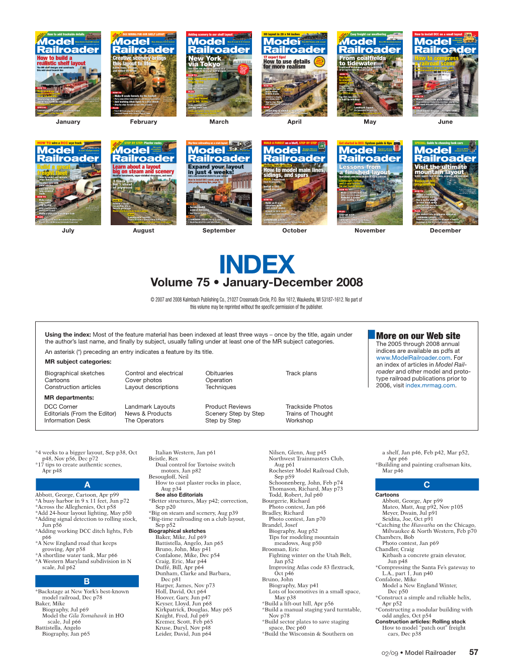 To View a PDF Version of the Model Railroader Index for 2008