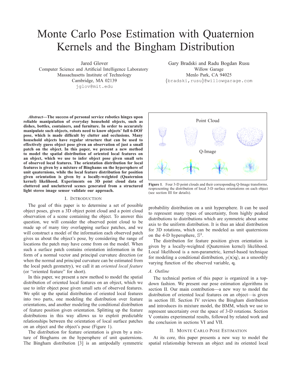 Monte Carlo Pose Estimation with Quaternion Kernels and the Bingham Distribution