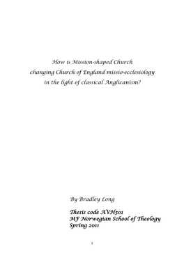 How Is Mission-Shaped Church Changing Church of England Missio-Ecclesiology