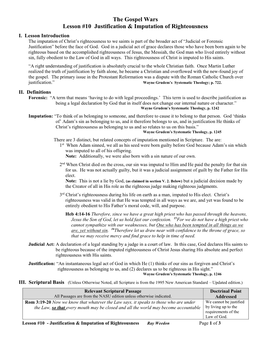 The Gospel Wars Lesson #10 Justification & Imputation of Righteousness