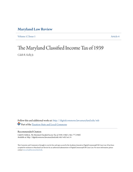 The Maryland Classified Income Tax of 1939, 5 Md