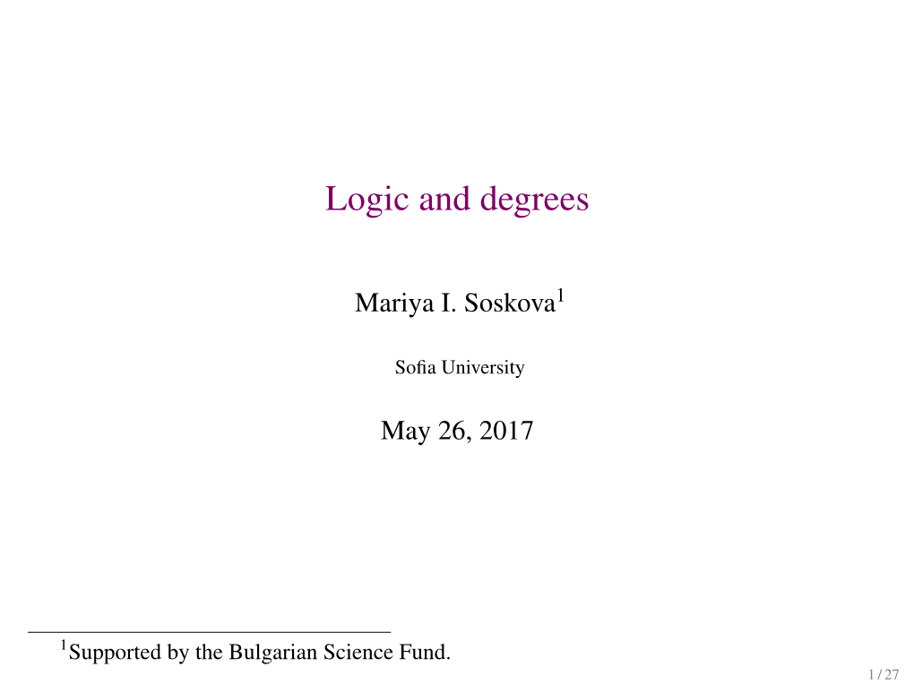 Logic and Degrees