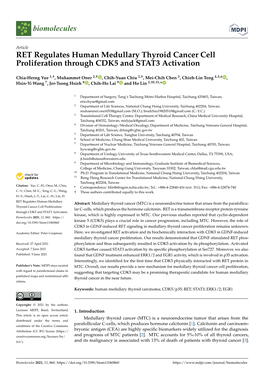 RET Regulates Human Medullary Thyroid Cancer Cell Proliferation Through CDK5 and STAT3 Activation