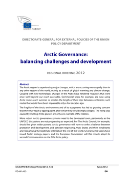 Arctic Governance: Balancing Challenges and Development