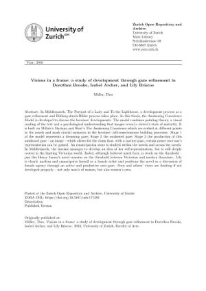 Visions in a Frame: a Study of Development Through Gaze Refinement in Dorothea Brooke, Isabel Archer, and Lily Briscoe
