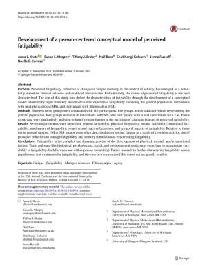 Development of a Person-Centered Conceptual Model of Perceived Fatigability